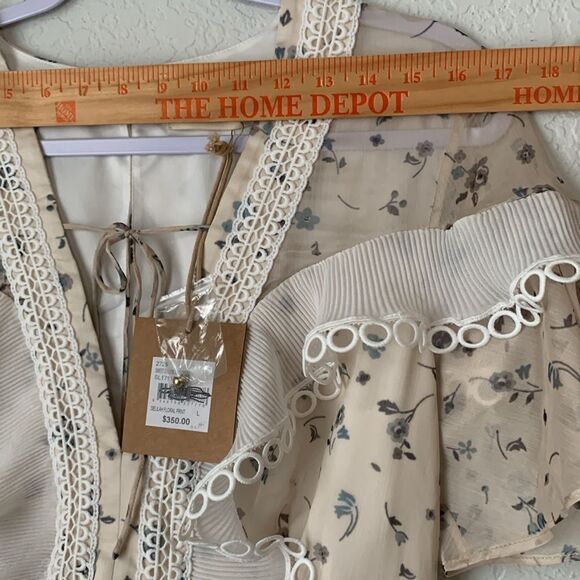 NWT VTG Stevie May Floral Cream Maxi Dress with Lace Details Size L - Picture 8 of 14